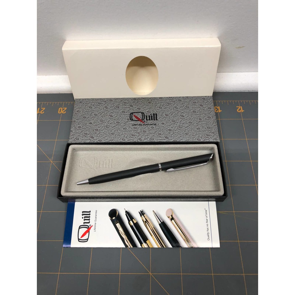 Quill Lifetime USA Ball Point Pen Matte Black Chrome 1993